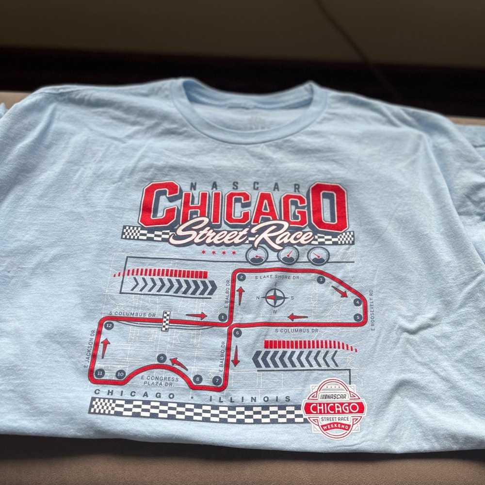 Nascar Light Blue Chicago Street Race Tee